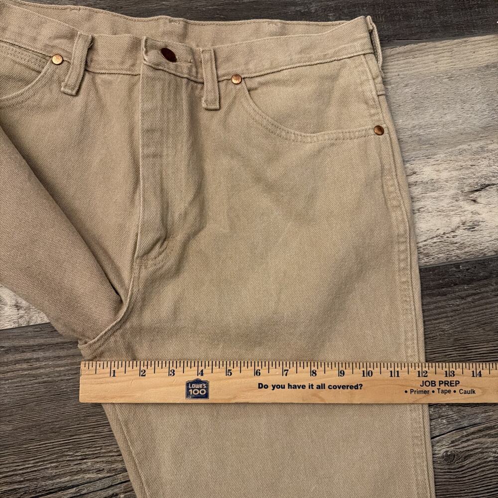 Wrangler 936TAN Cowboy Cut Jeans Mens 34x32 Tan Western Denim - Picture 8 of 9